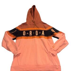 NIKE AIR JORDAN Gradient Orange Colorblock Fleece Pullover Hoodie Size L